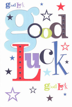 This good luck card, thoughtfully crafted by hands as devoted as those at Flowers Watford, radiates a sophisticated charm balanced with buoyant playfulness. The prominent baby-blue 'g' initiates a lively conversation among bold reds and deep purples, bridging levity and gravity in every swirl and serif-qualities echoing the city's bustling blend of modernity and tradition. Stars in inky blues and gentle lavenders are scattered across the white canvas, each suggesting a new possibility floating above the rooftops of Waterfields Park or glimmering on the pathway to Watford Grammar. The designer's careful choice of fonts and hues infuses the card with a sense of anticipation and encouragement, making the message more than just words. Running your fingers over its velvety surface, you sense both the smooth coolness of quality paper and the underlying promise of support as steadfast as the River Colne. Perfect for milestones, this card becomes a gentle affirmation for anyone leaving home, starting a new adventure, or just needing to know they are supported by the steady optimism that defines Watford, one wish at a time.